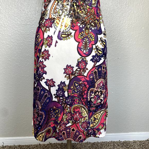 Vtg Y2K Bedazzled Rhinestone Lace Back Paisley Summer Mini Dress Mcbling Fairy - Picture 14 of 16